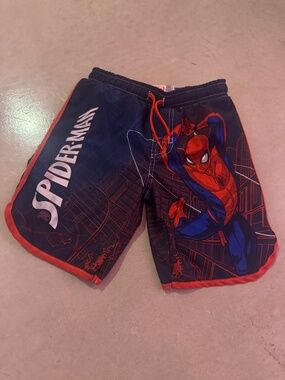 Marvel Spider-Man Boys Swim Trunks - Size 6/7 - Blue/Red Graphic Trunks